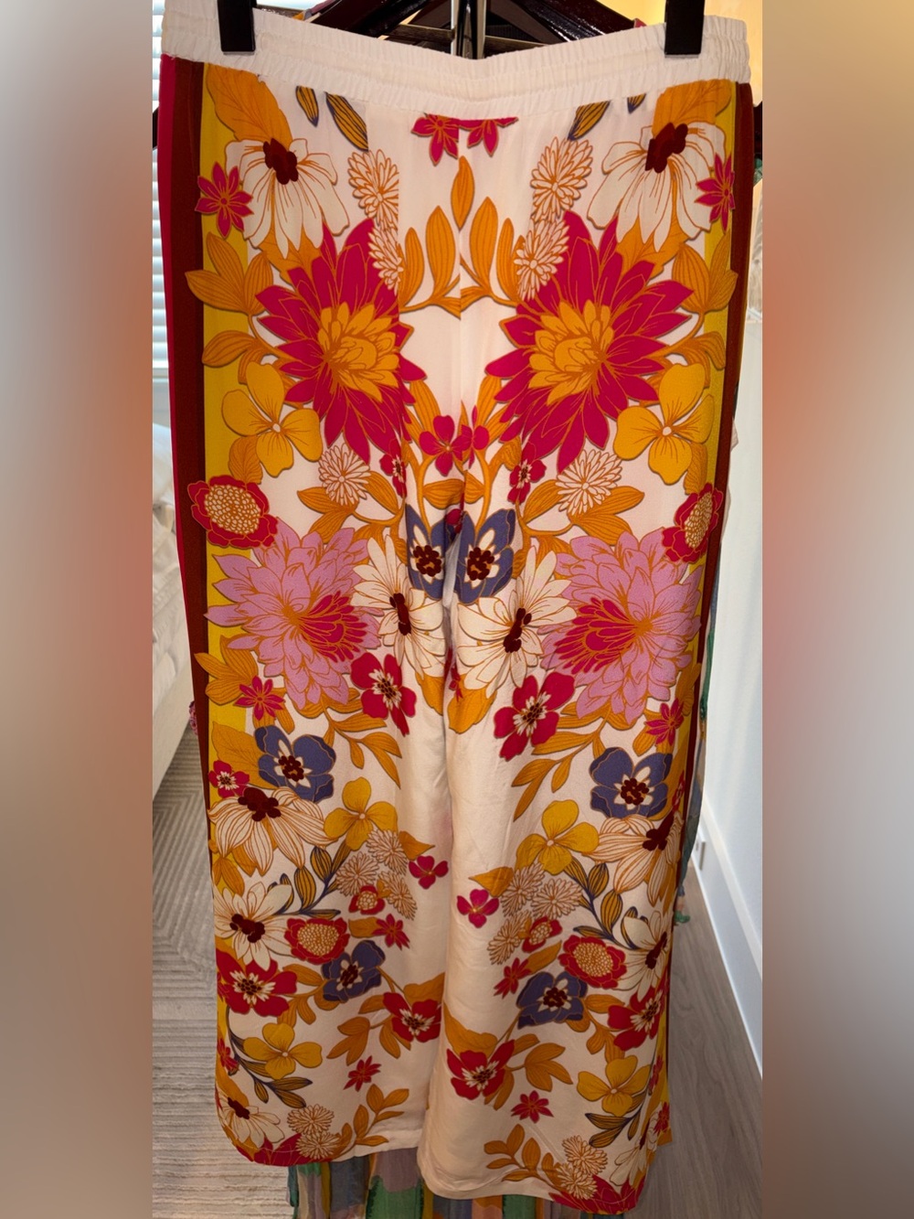 Johnny Was Silk Wide Leg Flower Power Pants Sz Medium - Picture 3 of 14